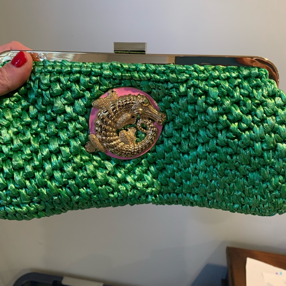Lilly Pulitzer Straw Gator Clutch